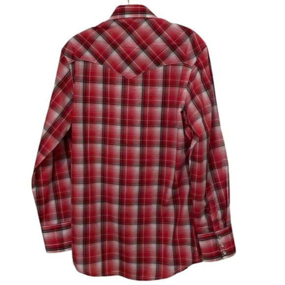 Wrangler Red Plaid Western Pearl Snap Shirt Mens Size Small Rodeo Casual - Picture 8 of 12